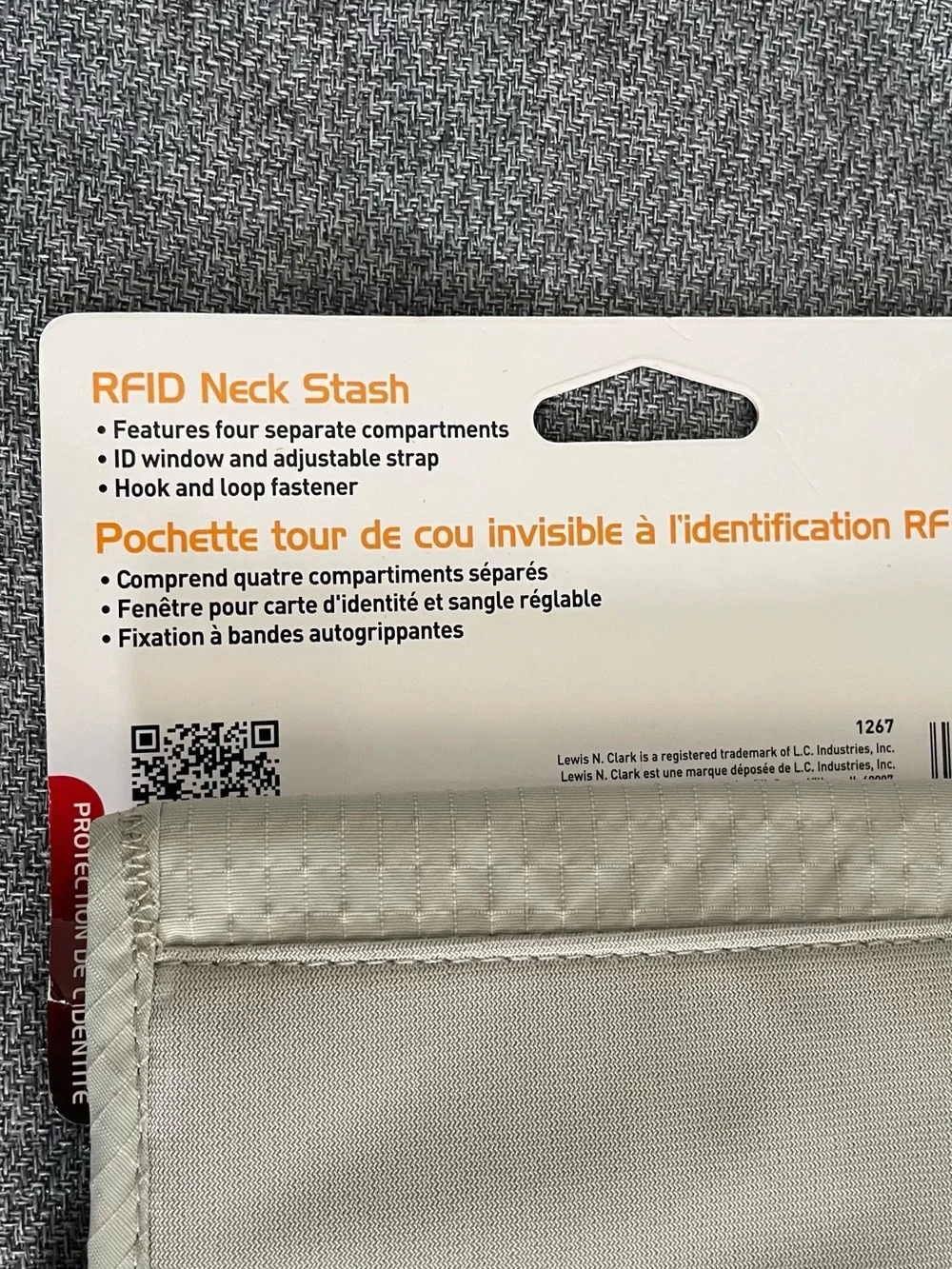 Lewis N Clark RFID Neck Stash Travel Wallet Hidden Passport Holder NWT Gray